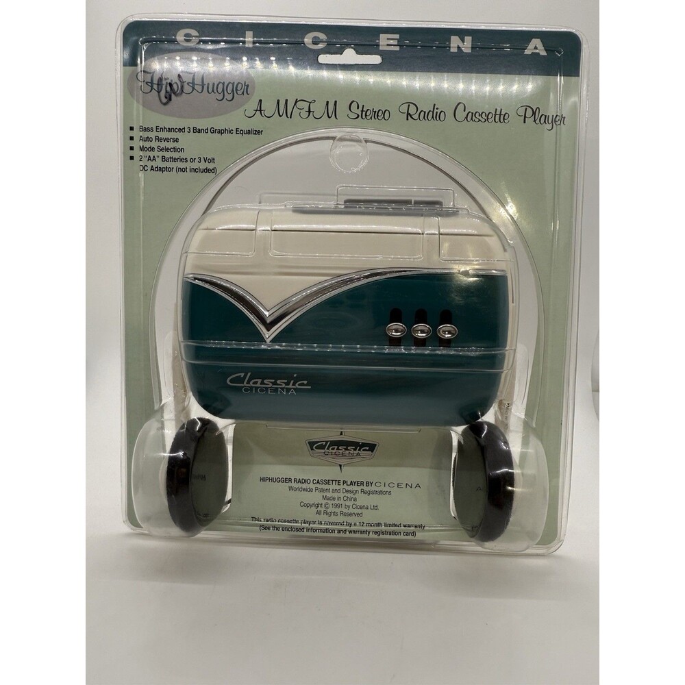 Vintage NOS Cicena Classic Hip Hugger AM/FM Stereo Radio Cassette Player 1991
